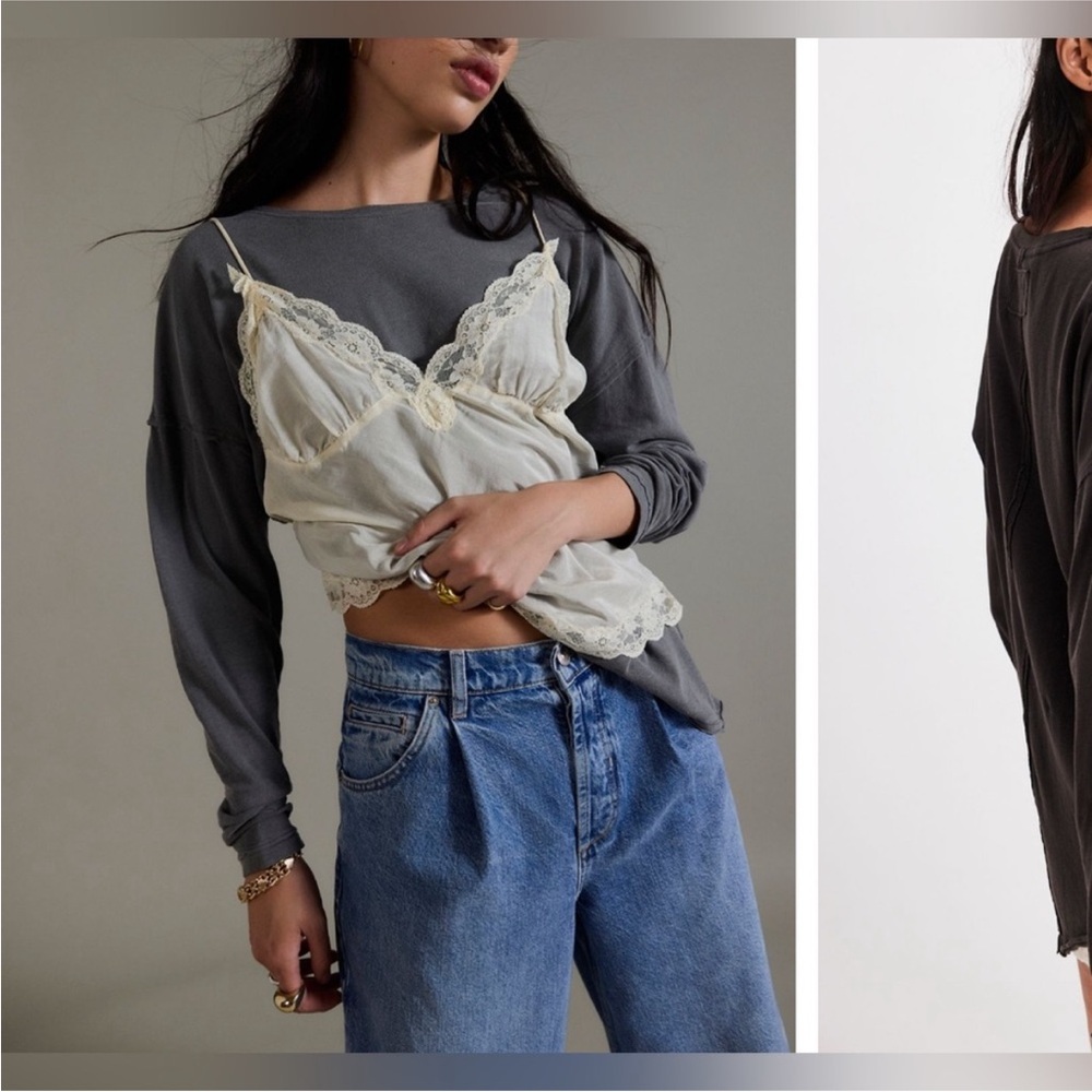 NWOT Free People We The Free Nina Long-Sleeve Tee - black - XS, Small - Picture 5 of 11